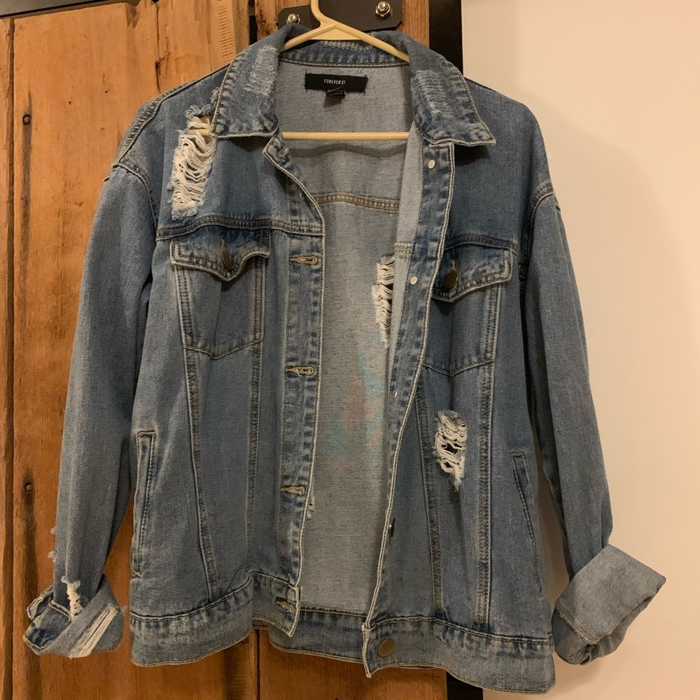 Forever 21 Ripped Jean Jacket